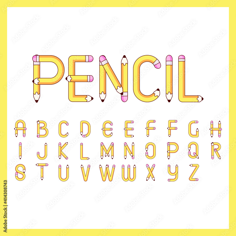 Vector image of a fun cartoon pencil alphabet set. Vector image of a fun cartoon pencil alphabet set.