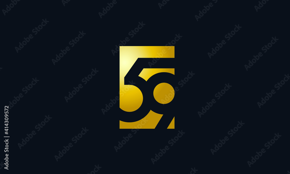 Unique Modern Gold Box Number 59 Logo Unique Modern Gold Box Number 59 Logo