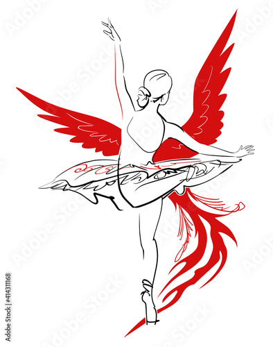 バレエを踊る女性-火の鳥