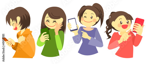 スマホを操作する女性達