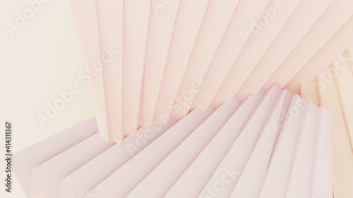 3d Render of Paper Fan Geometric Wallpaper in Pale Pastel Warm Color