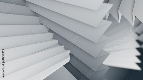 3d Abstract Render of Folded Paper in Greyscale