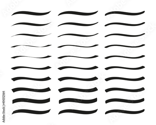 Set of 30 editable fixed calligraphic brushes ink vector. Created using AI CS6.