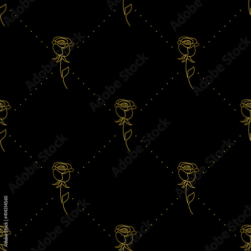 golden roses seamless pattern.golden roses pattern.Art deco pattern flowers luxury gold roses on black background.ornate pattern.luxury print design for cover,cards,invitation,wrapping paper,postcard.