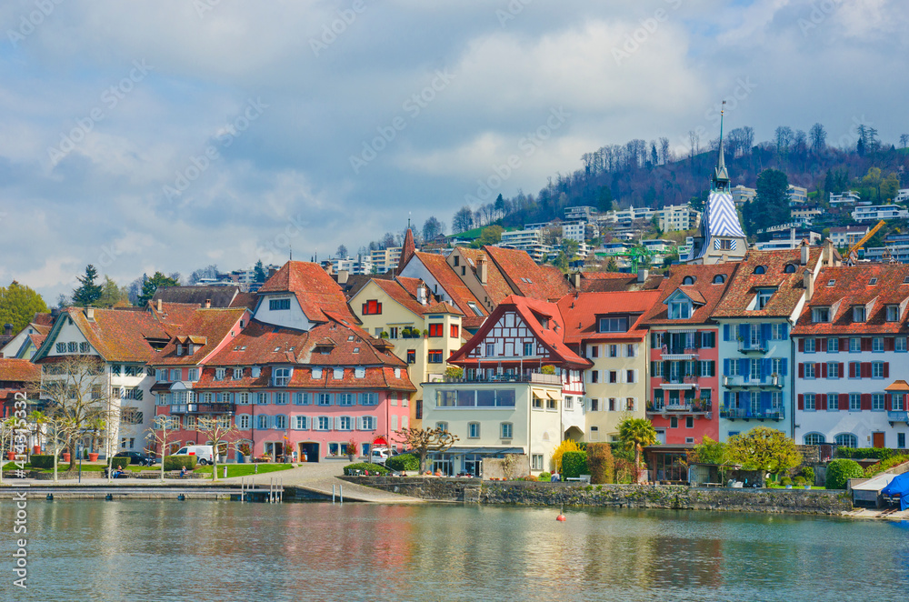 View of the city of Zug from Lake Zug, Switzerland.