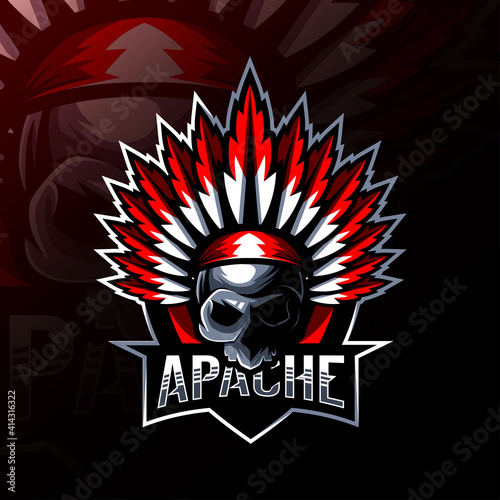 Apache mascot logo esport design
