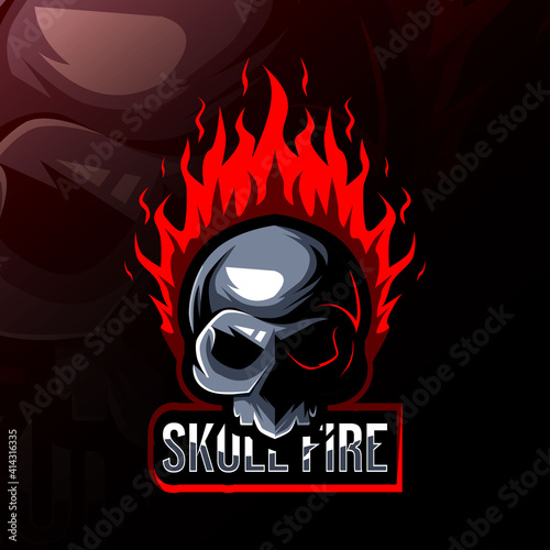 Skull fire mascot logo esport design