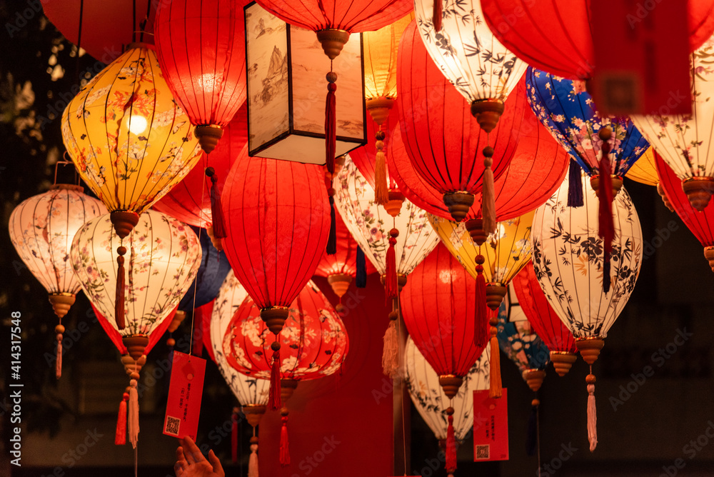 Chinese palace lanterns. Traditional chinese stytle holiday decoration for chinese new year and Lantern Festival.