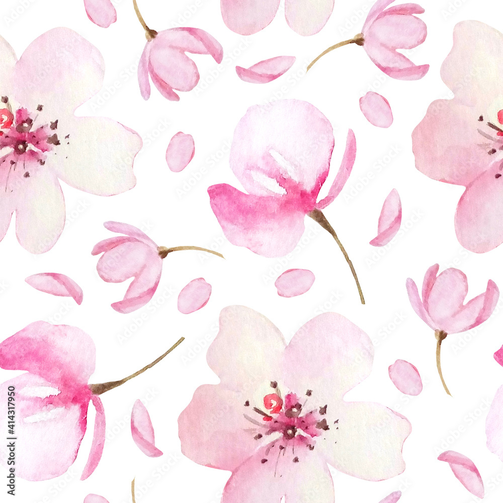 Easter watercolor seamless pattern with sakura Easter watercolor seamless pattern with sakura