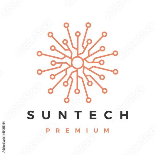 moon tech electric circuit logo vector icon illustration