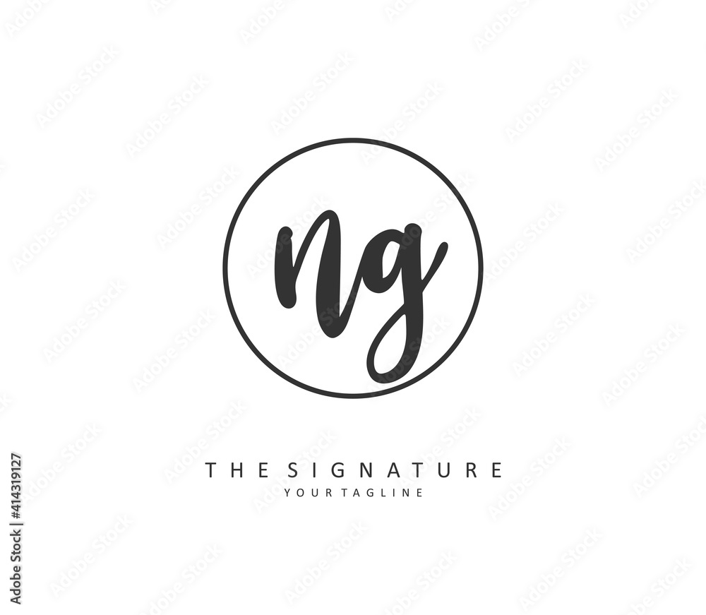 NG Initial letter handwriting and signature logo. A concept handwriting initial logo with template element.