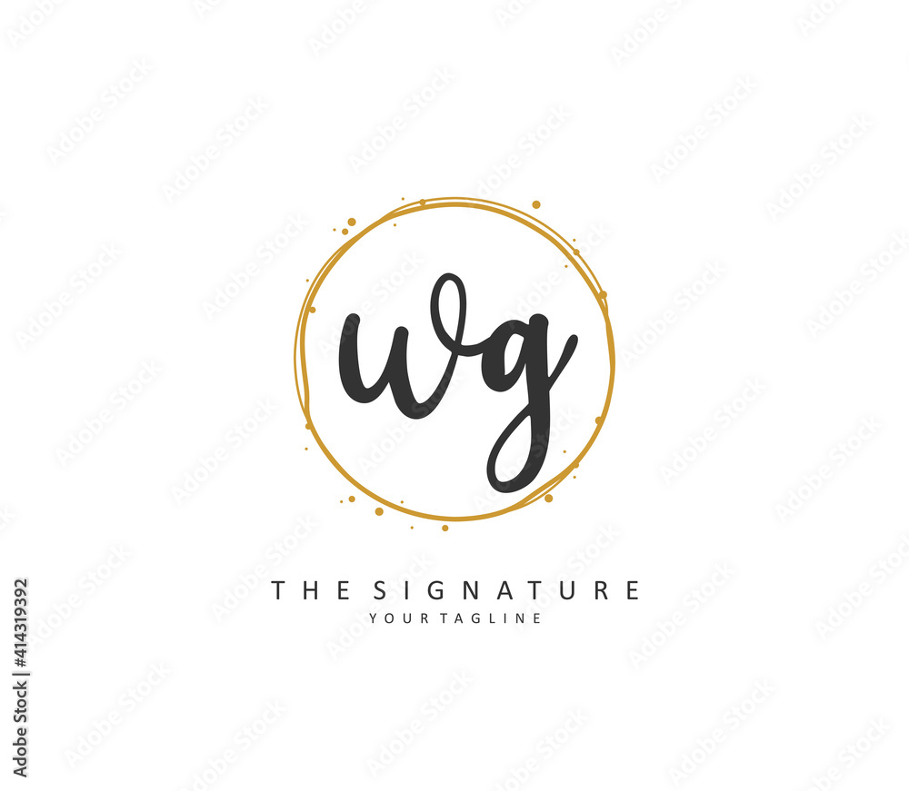 Fototapeta WG Initial letter handwriting and signature logo. A concept handwriting initial logo with template element.