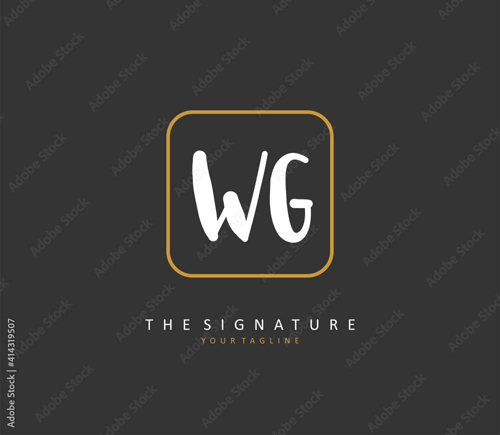 WG Initial letter handwriting and signature logo. A concept handwriting initial logo with template element.
