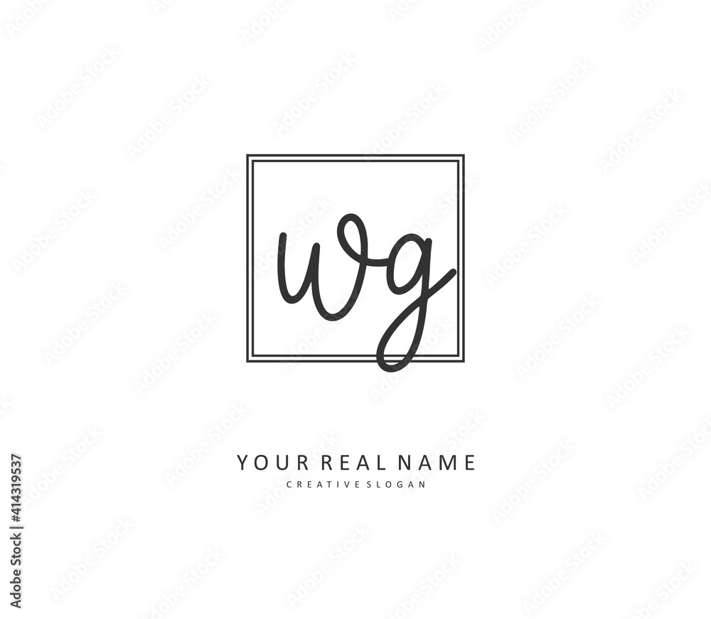 WG Initial letter handwriting and signature logo. A concept handwriting initial logo with template element.