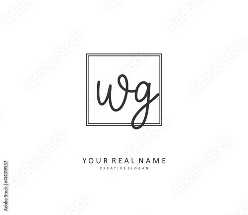 WG Initial letter handwriting and signature logo. A concept handwriting initial logo with template element.