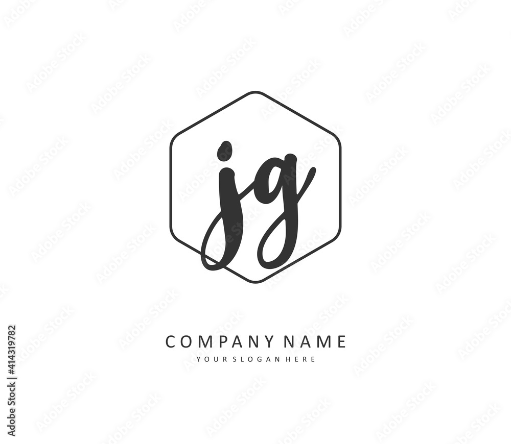 JG Initial letter handwriting and signature logo. A concept handwriting initial logo with template element.