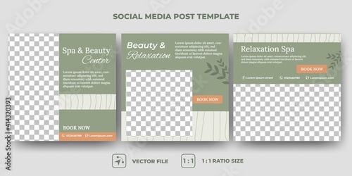 Set of Spa and massage services promotion banner template. Vector design with a photo collage. Suitable for social media post, flyers, banners, and web internet ads.