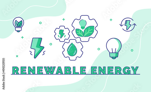 renewable energy typography calligraphy word art with outline style
