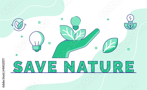 save nature typography calligraphy word art with outline style