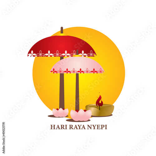 Hari raya nyepi vector illustration on white background