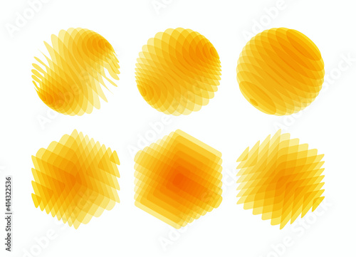 Set of various overlapping elements. Abstract geometric design. Vector illustration for banners, placards, posters or flyers.