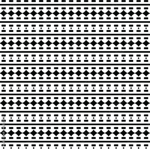  Geometric vector pattern with triangular elements. Seamless abstract ornament for wallpapers and backgrounds. Black and white colors.
