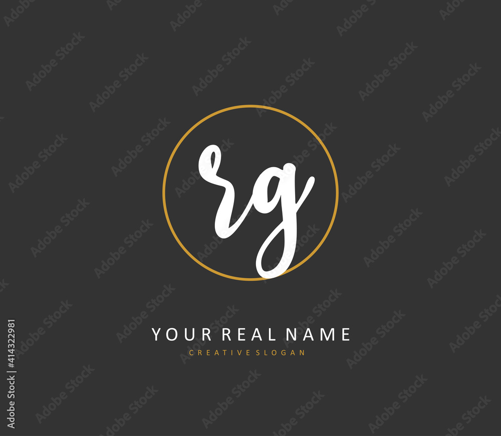 RG Initial letter handwriting and signature logo. A concept handwriting initial logo with template element.