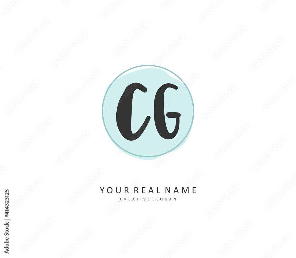 CG Initial letter handwriting and signature logo. A concept handwriting initial logo with template element.