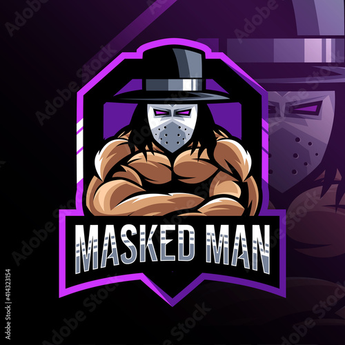 Masked man mascot logo esport template
