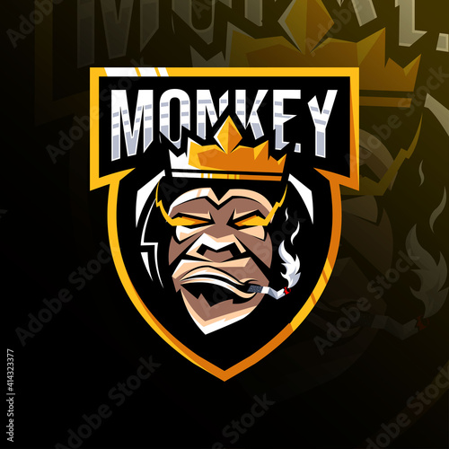 King monkey mascot logo esport template
