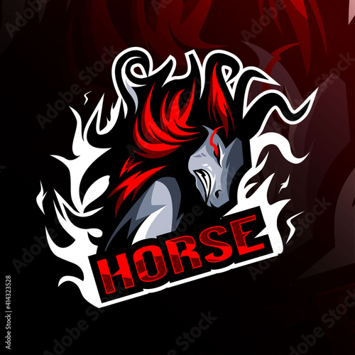 Angry horse mascot logo esport template