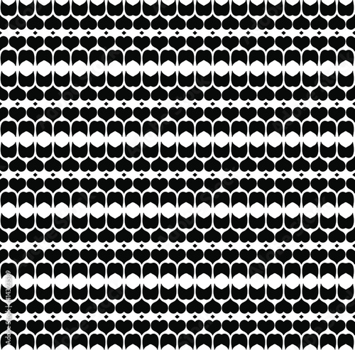  Geometric vector pattern with triangular elements. Seamless abstract ornament for wallpapers and backgrounds. Black and white colors.