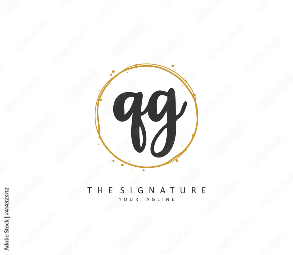 QG Initial letter handwriting and signature logo. A concept handwriting initial logo with template element.
