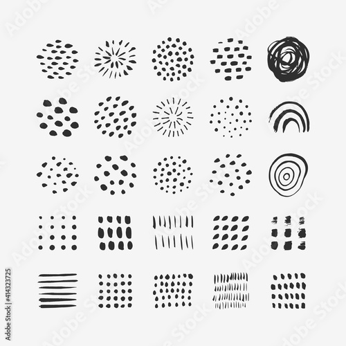 Abstract Graphic Elements in Minimal Trendy Style. Vector Set of Hand Drawn Texture for creating Patterns, Posters, Cards, Social Media Posts and Stories