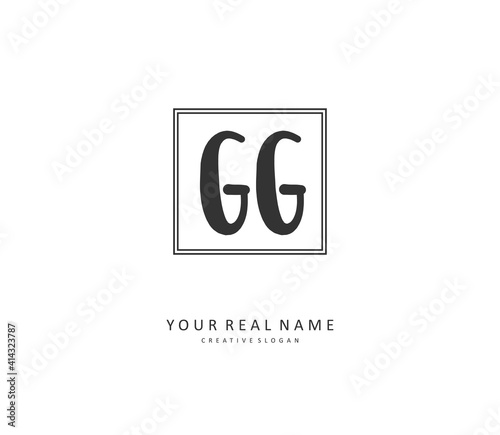 GG Initial letter handwriting and signature logo. A concept handwriting initial logo with template element.