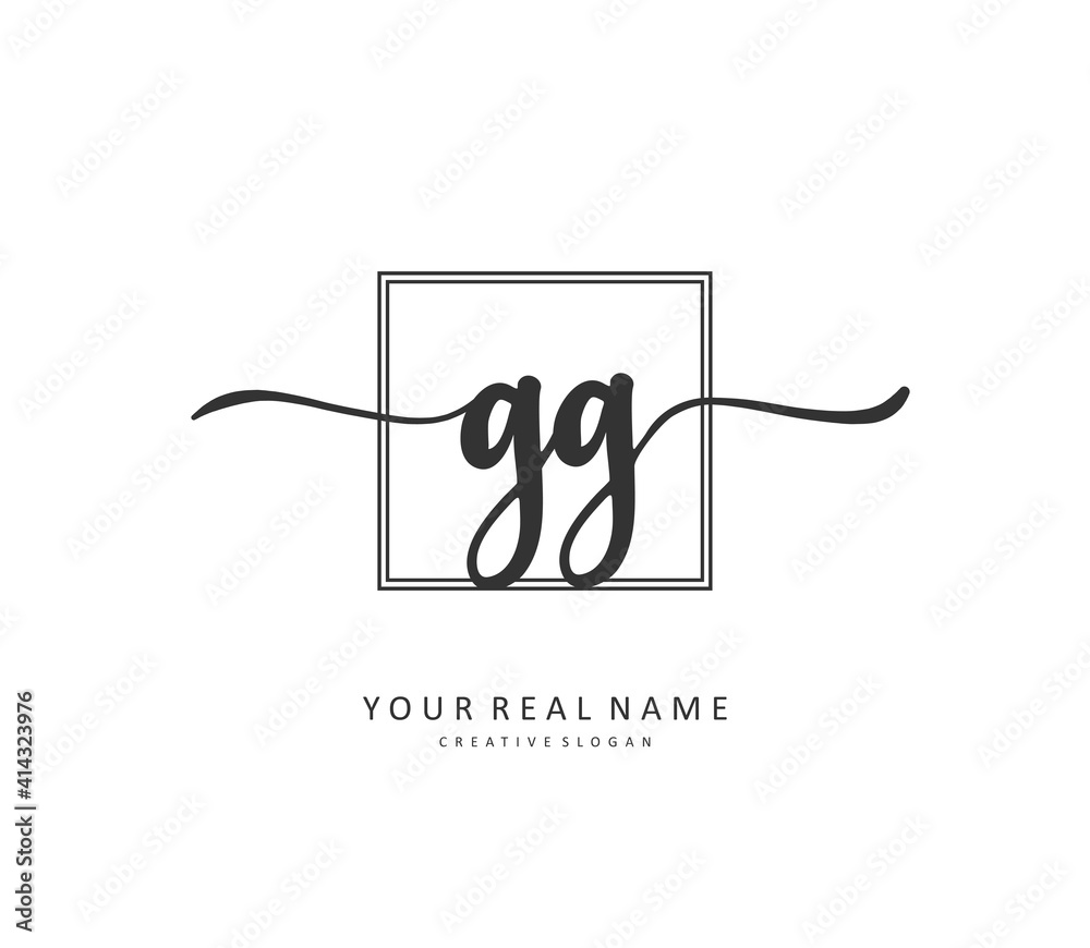 Fototapeta premium GG Initial letter handwriting and signature logo. A concept handwriting initial logo with template element.