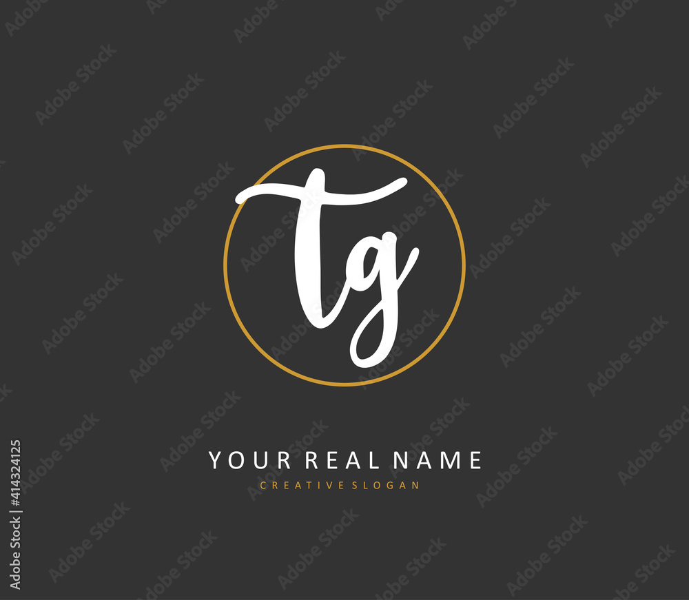 TG Initial letter handwriting and signature logo. A concept handwriting initial logo with template element.