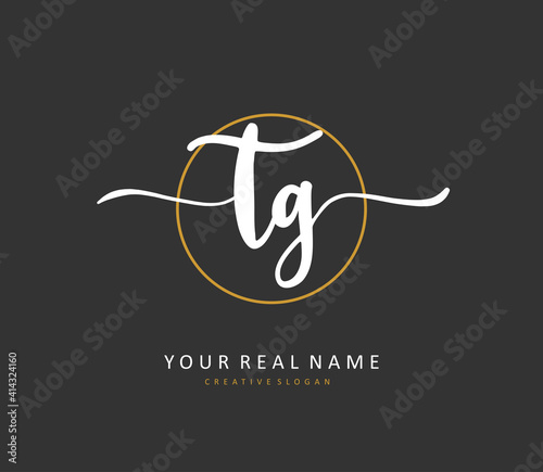 TG Initial letter handwriting and signature logo. A concept handwriting initial logo with template element.