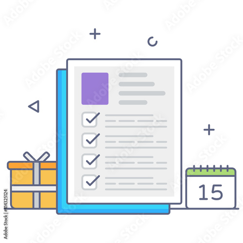 
Icon of productivity report in flat outline design 
