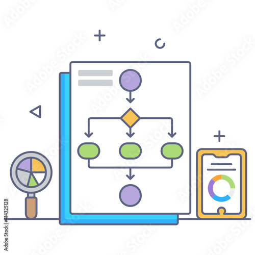 
Modern flat design of production hierarchy, workflow icon
