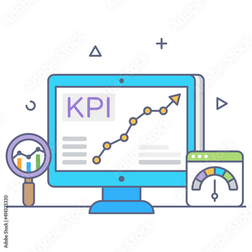 
Flat outline design of performance indicator icon
