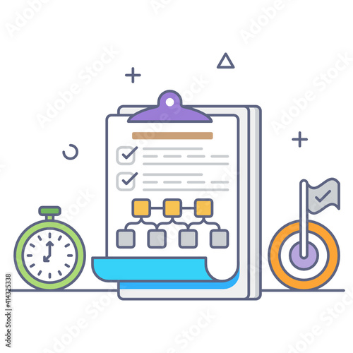 
Modern flat outline design of production hierarchy, workflow icon
