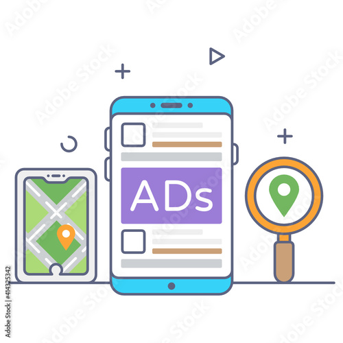
Colorful flat outline design of local seo 
