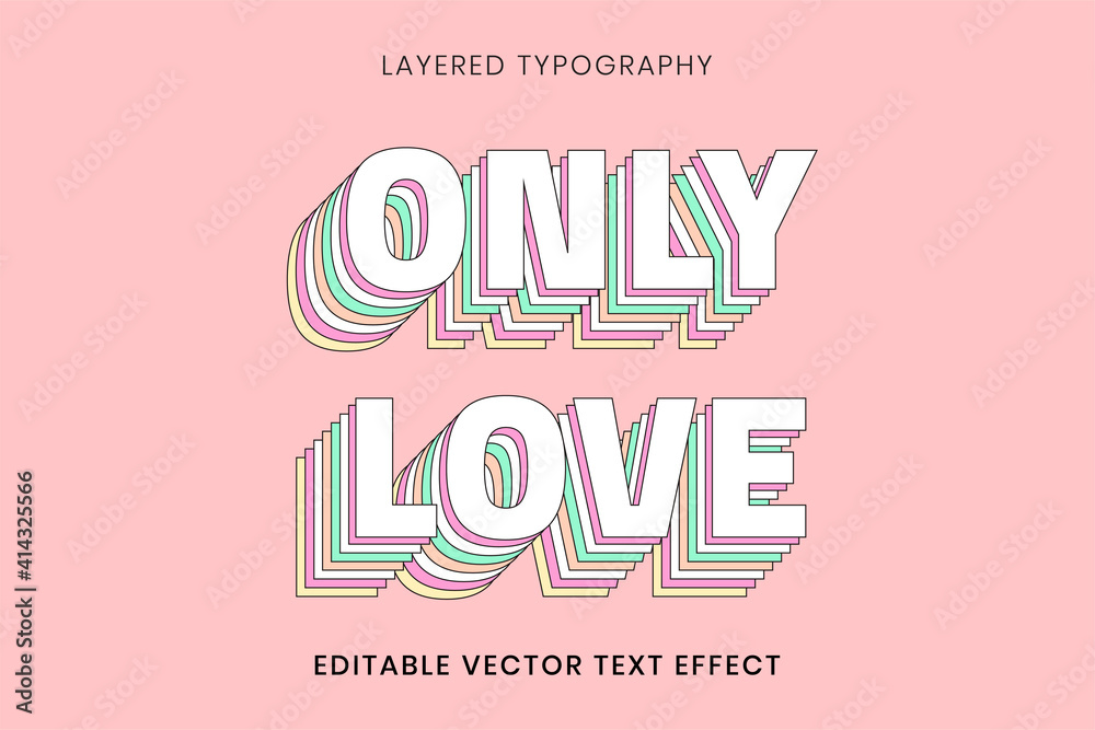 Layered editable text effect template vector 3d typography