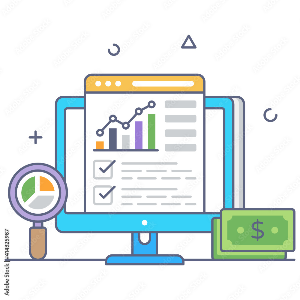 Financial data icon in flat outline design
Financial data icon in flat outline design