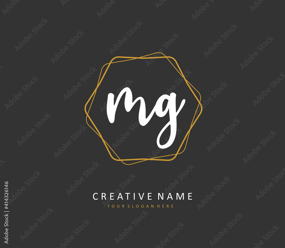 MG Initial letter handwriting and signature logo. A concept handwriting initial logo with template element.