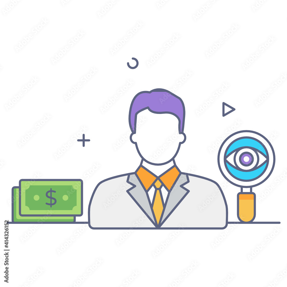 Avatar of financial advisor in flat outline vector
Avatar of financial advisor in flat outline vector
