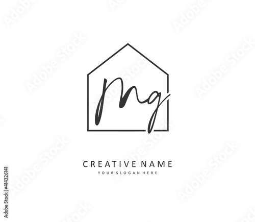 MG Initial letter handwriting and signature logo. A concept handwriting initial logo with template element.