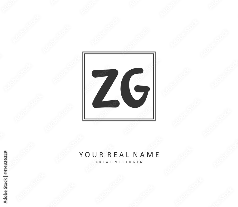 ZG Initial letter handwriting and signature logo. A concept handwriting initial logo with template element. ZG Initial letter handwriting and signature logo. A concept handwriting initial logo with template element.