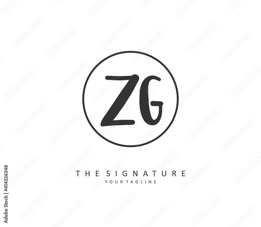 ZG Initial letter handwriting and signature logo. A concept handwriting initial logo with template element. ZG Initial letter handwriting and signature logo. A concept handwriting initial logo with template element.